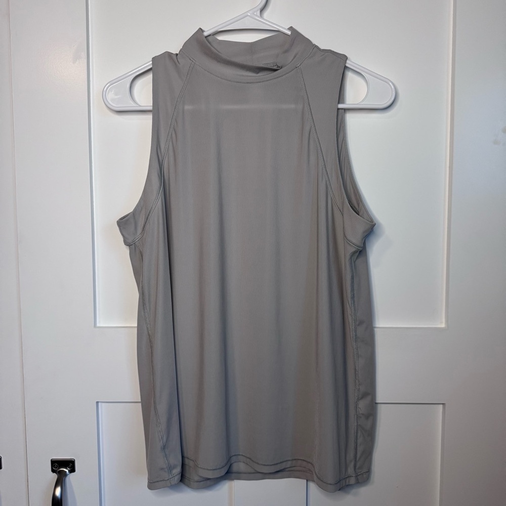 Spanx Go Lightly Mock Neck Ribbed Tank Top in Cloud Grey Women's Size Medium‎